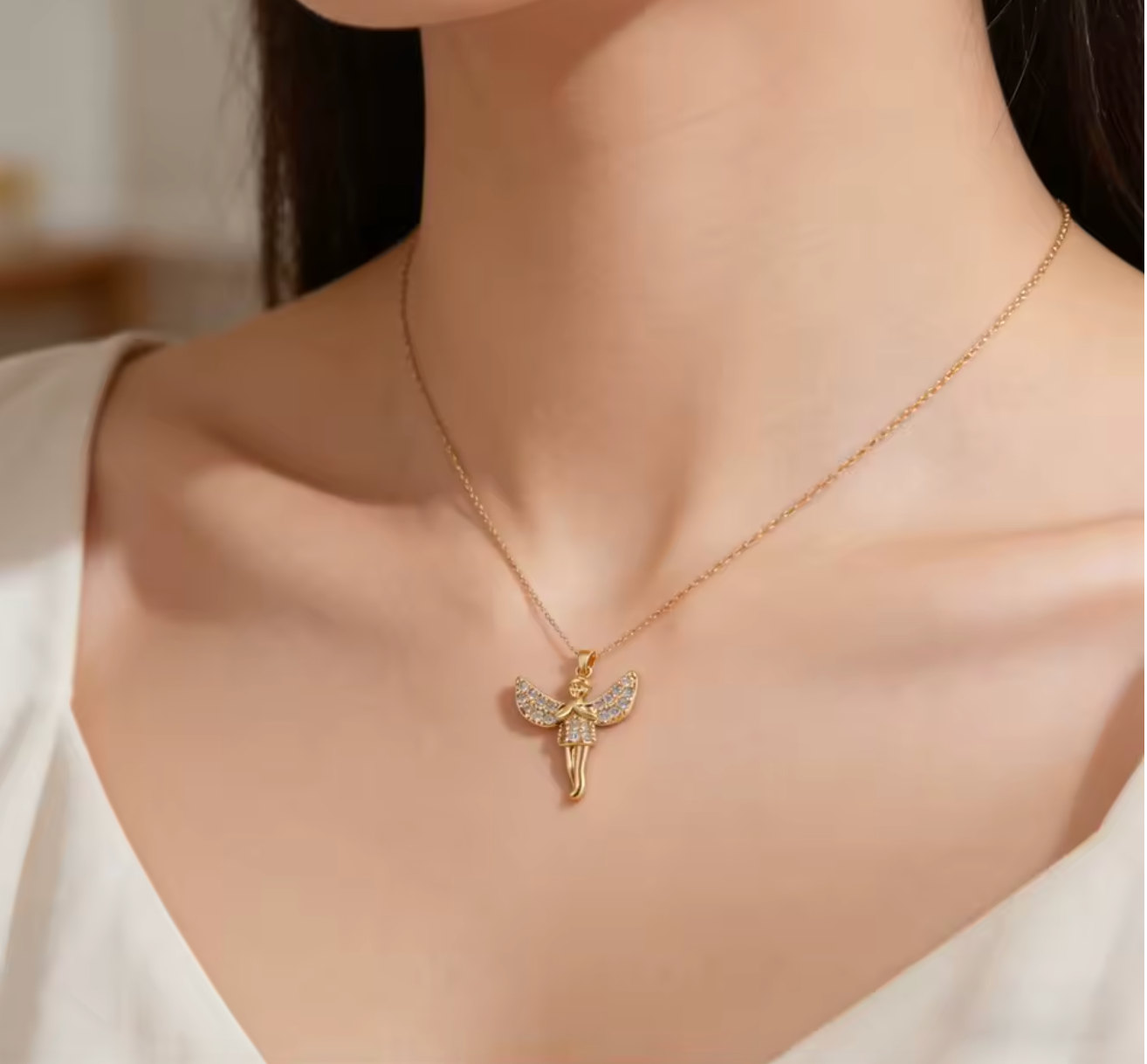 Gold Angel Pendant Necklace