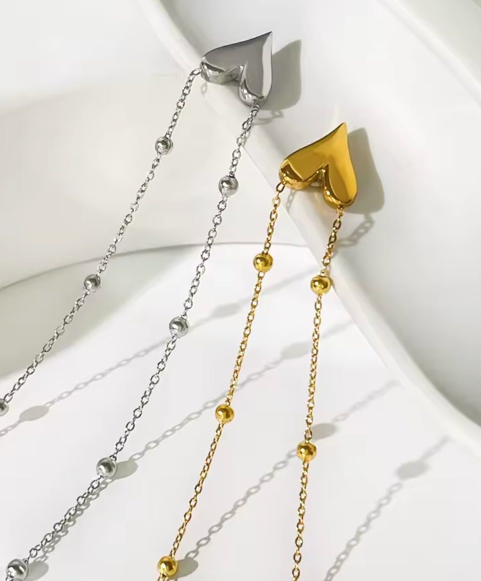 Peri'sBox Dainty 18K Gold PVD Plated Heart Necklace