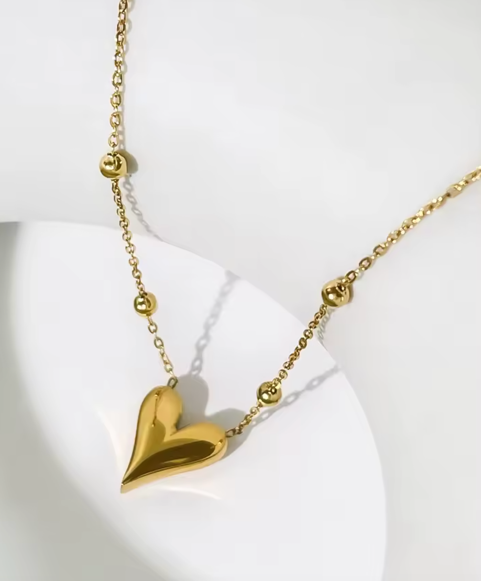 Peri'sBox Dainty 18K Gold PVD Plated Heart Necklace