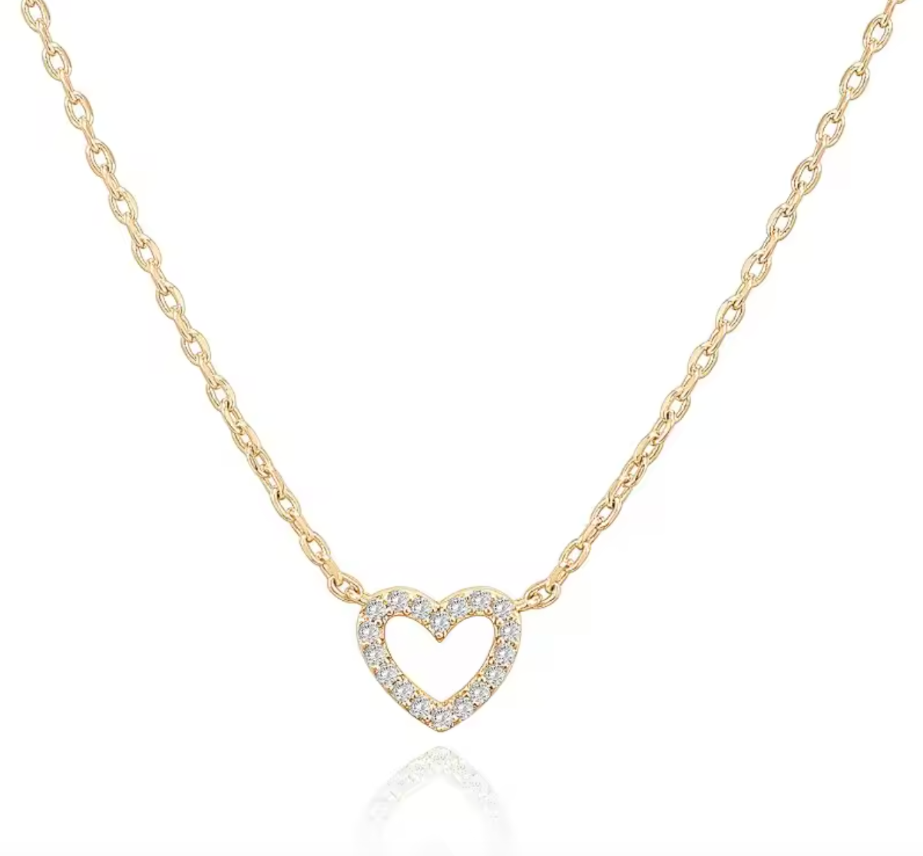14K Gold Plated CZ Heart Necklace