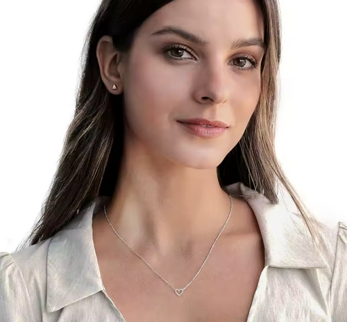 14K Gold Plated CZ Heart Necklace