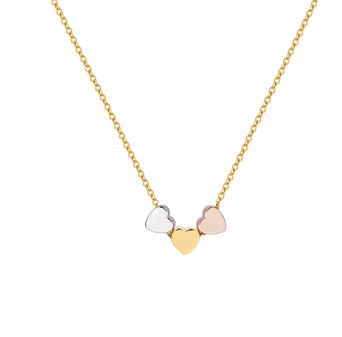 Tiny 3-Color Heart Charm Necklace